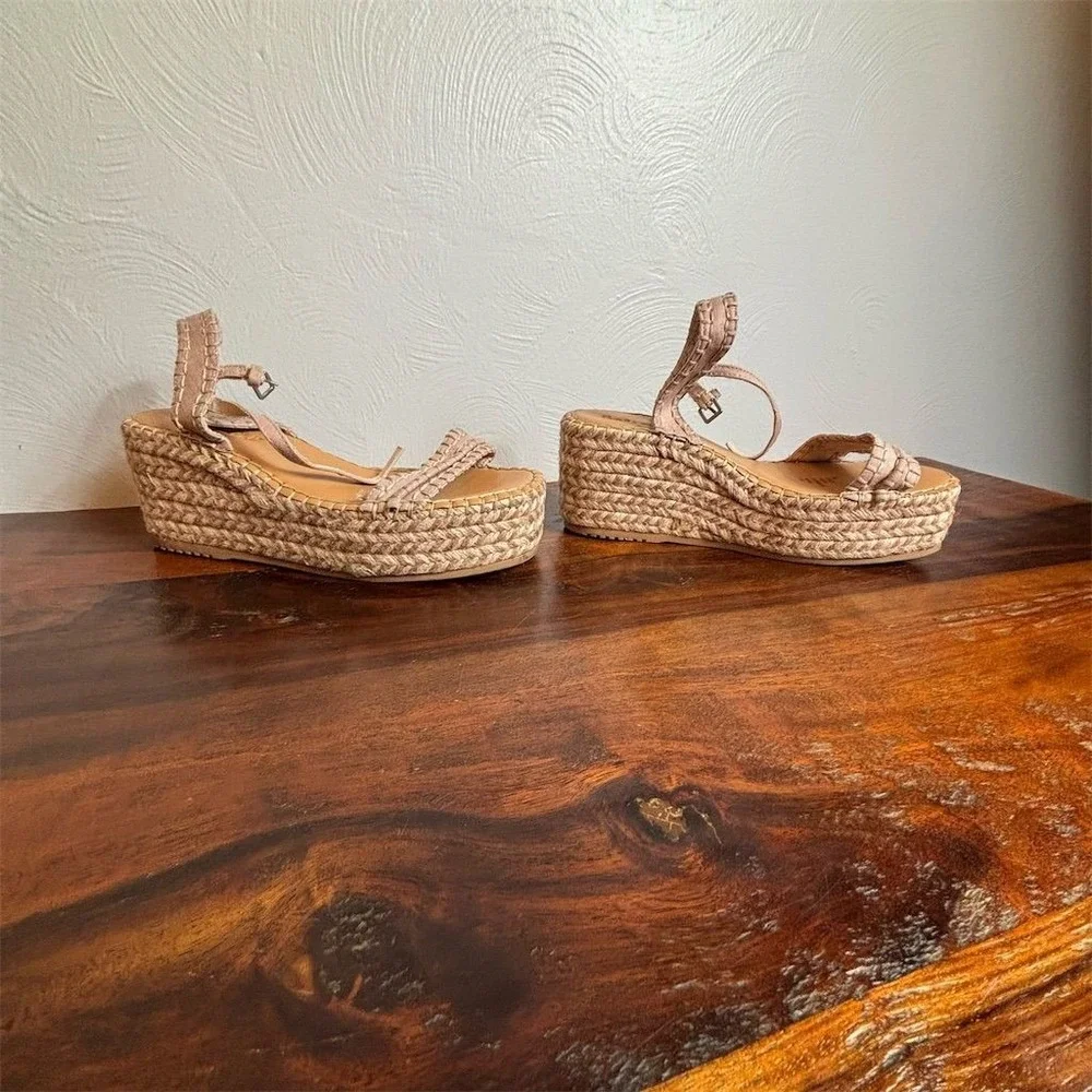 Splendid Lizzy Women's Espadrille Wedge Sandals Almond Size‎ 8.5